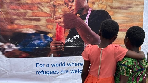 A pair of youthful refugee friends