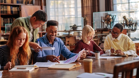 students in library - crop